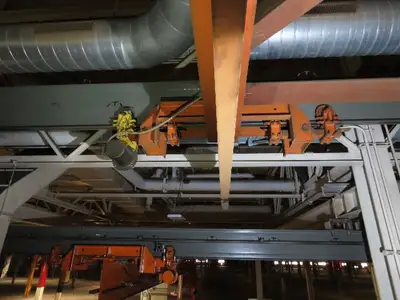 Cleveland Tramrail P&H 15 Ton Double Girder Bridge Crane 45' Span w/Remote