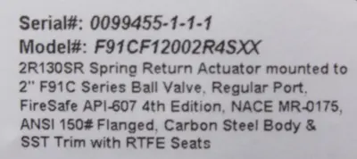 NEW A-T CONTROLS F91CF12002R4SXX TRIAC VALVE ACTUATOR 2"-150 F91C 2R130SR