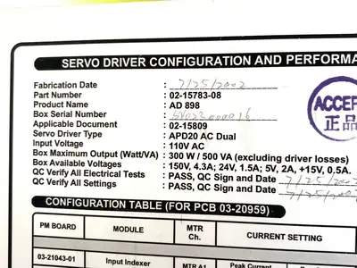 Used ASM Servo Driver Rev D AD 898 APD20 Servo Drives Michigan US | Maverick Industrial Sales #1397417