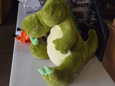 Lot of (4) Stuffed Animals - 24" Crocodile, 20" Elephant, 24" Dog, 12" Yolo Chipmunk