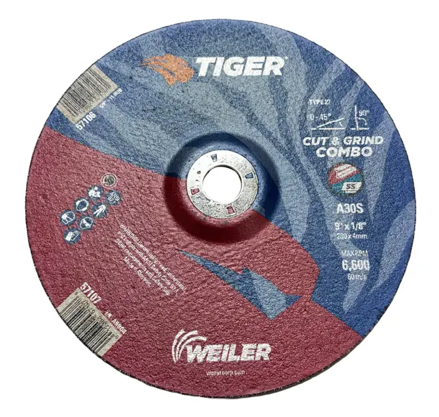 Weiler 9" x 1/8" x 7/8" Cut & Grind Combo Wheel T27 Aluminum Oxide