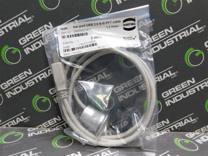 Harting 09454521911 har-port USB 2.0 Male B to Female B PFT cable 1 meter New