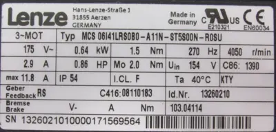 NEW LENZE MCS06I41LRS0B0-A11N-ST5S00N-R0SU SERVO MOTOR