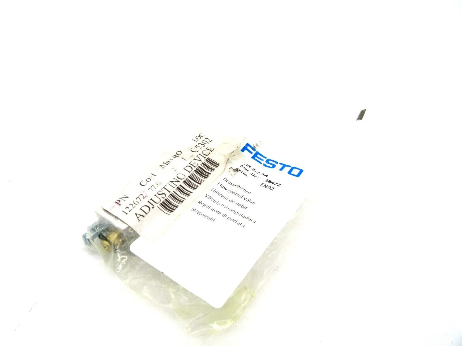 NEW FESTO GR-2-2-SA FLOW CONTROL VALVE 38472 GR22SA