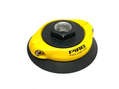 F75.20.07ND | Piab  Flat Vacuum Suction Cup Black G3/8" w/ Mesh Filter - Used