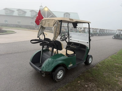 (1) 2017 E-Z-Go golf cart with a Kawasaki gas engine, model 625111G01, includes canopy, ball cover, ...