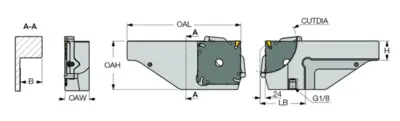 Iscar Indexable Grooving / Parting Tool Block TGTBQ 25.4R-D82-ECD-JHP (LOC1919A)