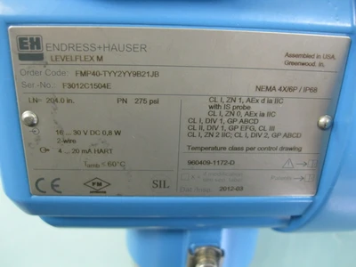 NEW Endress Hauser FMP40-TYY2YY9B21JB