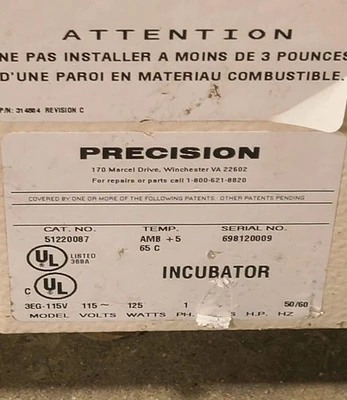 Precision 3EG 115 V Economy Incubator Oven 125W 51220087