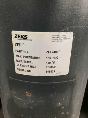 ZEKS ZFF2400P Flanged Compressed Air Filter 150PSIG 150°F