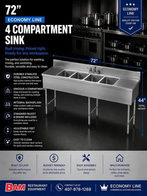 72" 4 Compartment Sink