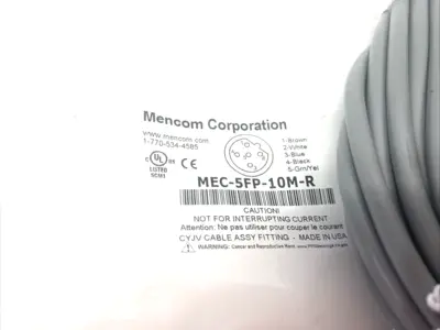 New | in-Stock Mencom Single End Cordset Female Right Angle M12 5-Pin 10m Cable & Wire Michigan US | Maverick Industrial Sales #1392614