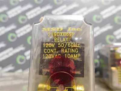 MSD Inc. 219DXB69P Relay 120V 50/60Hz CONT Rating. 120VAC 10A Used