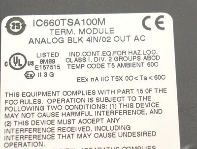 GE FANUC IC660EBA100P ANALOG BLOCK W/ IC660TSA100M , IC660EBA100