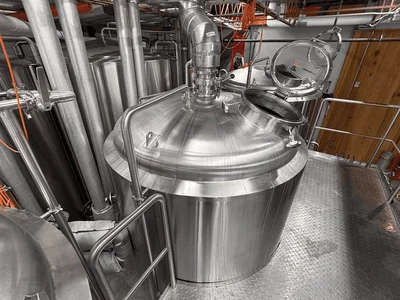 Deutsche 15 BBL 3-Vessel Steam Jacketed Brewhouse with BK, MT, WP, Heat Exchanger, Mash Pump & More!