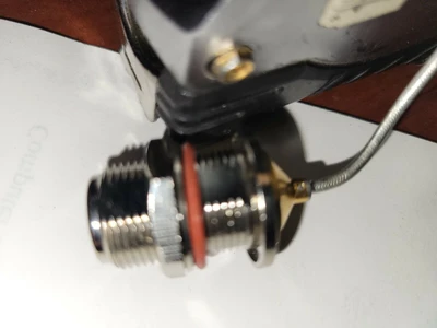 1  LOT OF 5 Gold   Male SMA to female N bulkhead connectors.