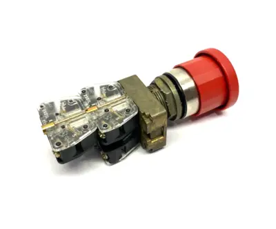 800E-A2L | Push/Pull Emergency Stop Pushbutton, Red Mushroom Head, Metal Collar 22mm - Used