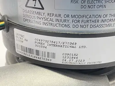 USED PUREX BLOWER MOTOR 120VAC 50/60HZ FUME EXTRACTOR 004973275617/270369