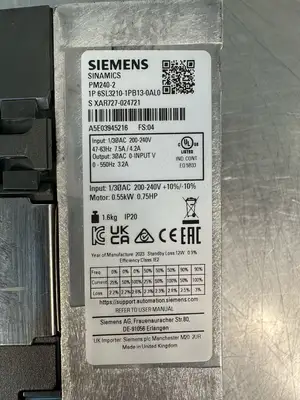 SIEMENS 6SL3210-1PB13-0AL0 / 6SL32101PB130AL0 A5E03945216 PM240-2 (7.5.5)