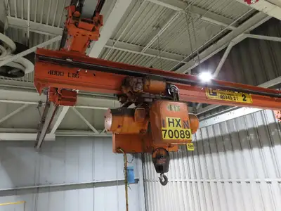 Cleveland Tramrail P&H 1 Ton Single Girder Underhung Bridge Crane 14' Span