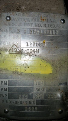 USED DURCO TYPE: CENTRIFUGAL