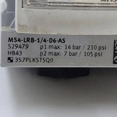 USED FESTO FOUR FESTO REGULATORS MS4-LRB-1/4-D6-AS WITH BRACKETS & AIR-LINE ELBOWS
