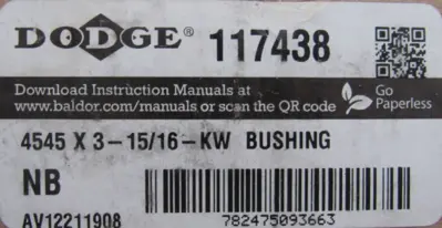 NEW DODGE 117438 TAPER-LOCK BUSHING 4545 X 3-15/16-KW