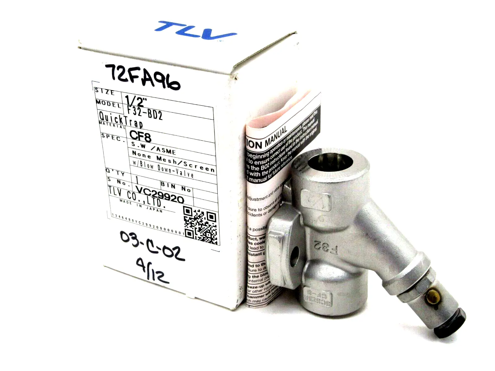 NEW TLV F32-BD2 QUICK TRAP 1/2" CF-8 F32BD2