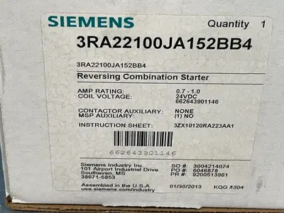 New | in-Stock SIEMENS 3RA22100JA152BB4 Starters Ohio US | HGR 24 #1312259