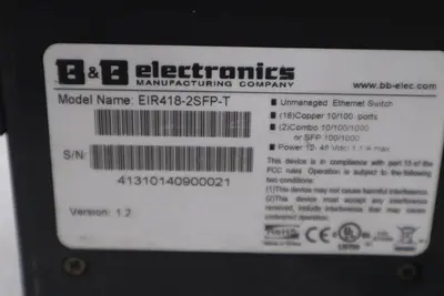 B&B Electronics EIR418-2SFP-T ELinx Industrial Gigabit Switch NEW NO BOX #H92A
