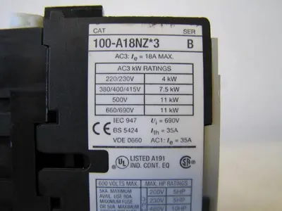 Allen Bradley AB 35A Contactor 100-A18NZ*3 12V DC Coil 35 Amp 10E