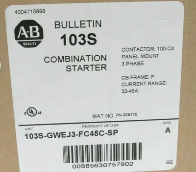 NEW ALLEN BRADLEY 103S-GWEJ3-FC45C-SP COMBINATION STARTER 103SGWEJ3FC45CSP