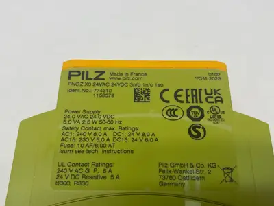 USED PILZ STANDALONE SAFETY RELAY 1/2-CHAN PNOZ X3 24VAC 24VDC 3N/O 1N/C 1S
