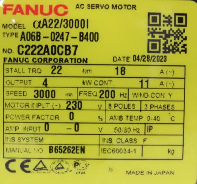 NEW FANUC A06B-0247-B400 SERVO MOTOR A860-2000-T301 A06B0247B400