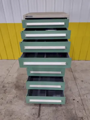 8 DRAWER VIDMAR INDUSTRIAL STORAGE CABINET 30" X 27.5" X 59": STOCK #21549 (6 AVAILABLE)