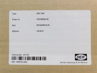 DEIF AGC 244 advanced Genset Controller 2912420010.25  Options -H2-N-I1 New