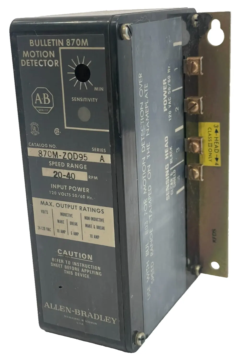 A / B 870M-ZOD95 MOTION DETECTOR SER. A 20-40RPM 870MZOD95 NEW, SURPLUS