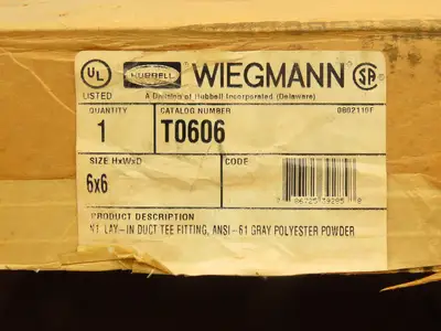 Wiegmann Hubbell T0606 N1 Tee Hinged Screw Cover Wireway 6X6 Gray READ