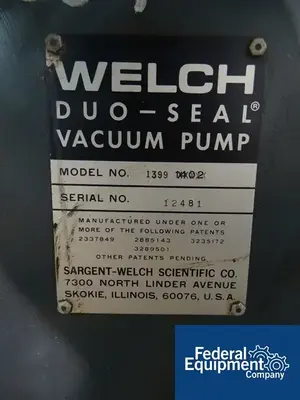 USED Welch Welch Vacuum Pumps, Model 1399