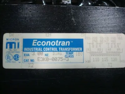 Econotran / Cutler Hammer E3K0-0075-3 Industrial Control Transformer 3 kVA Used