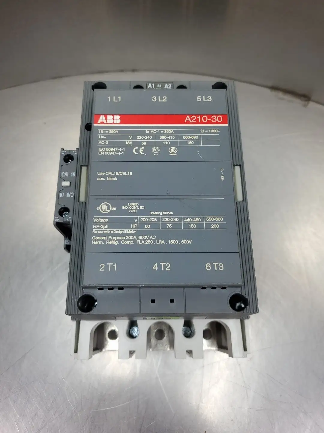 ABB A210-30 CONTACTOR, 3P, 350A, 220-690V. 4A-39