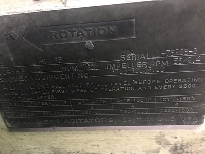 25 HP Chemineer Agitator Drive