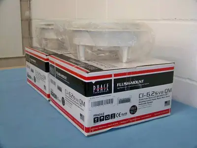 (2) Phase Technologies CI-6.2S VIII QM Round Flush Mount In-Ceiling Speakers / Loudspeakers - NEW IN BOX