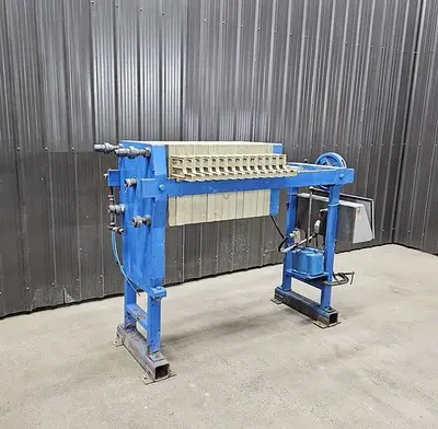 Used Perrin Filter Press, Recessed Plate, Gasketed, 470 Mm X 470 Mm, Polypropylene
