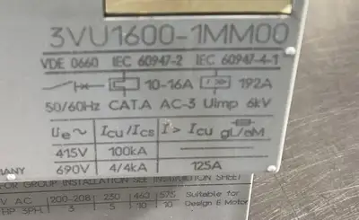 USED Siemens 3VU1600-1MM00