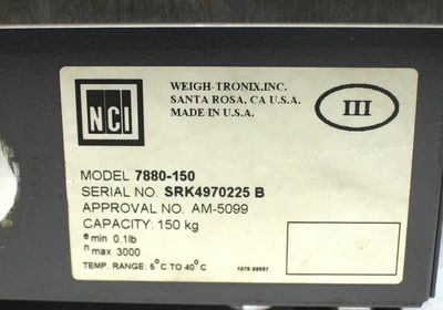 USED WEIGH-TRONIX 7880-150