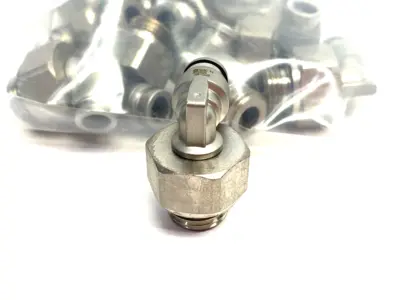 USED SMC METAL MALE ELBOW SWIVEL FITTING 6MM OD TUBE