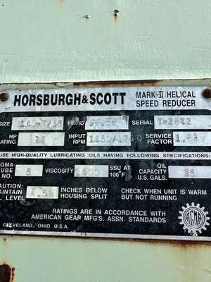 USED HORSBURGH & SCOTT MARK 2 HELICAL SPEED REDUCER