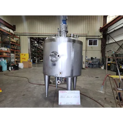 Used 2000L (528 gal) Stainless Sanitary Jacketed Insulated Mix Tank w/ Agitator