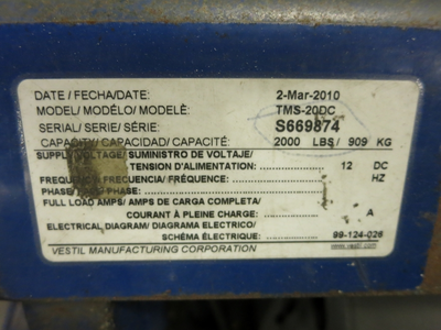 USED 2010 VESTIL TMS-20DC